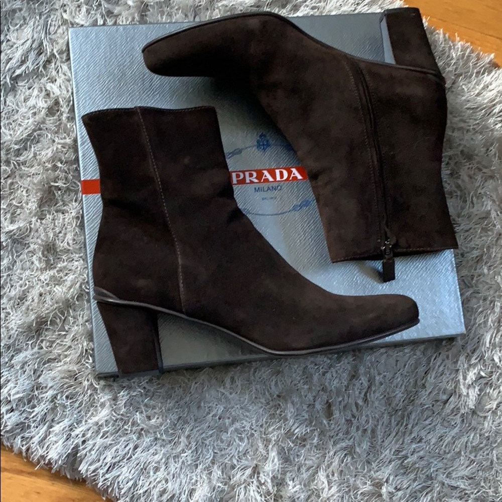 Prada suede calf booties